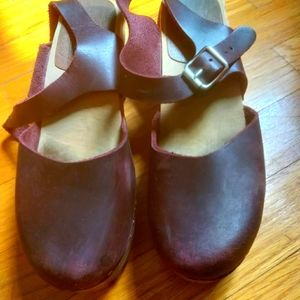 MIA ABBA Brown Leather Clogs Size 37
